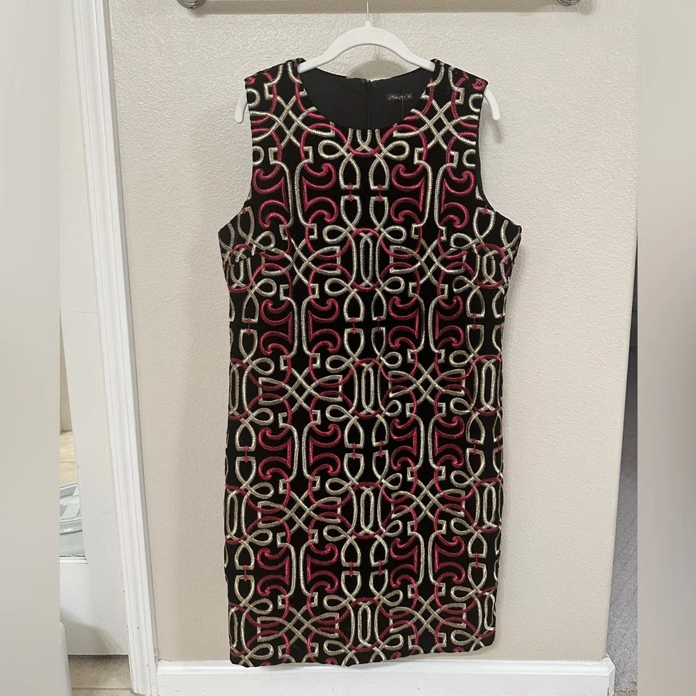J. McLaughlin | Velvet Embroidered Holiday Dress | Size 14
